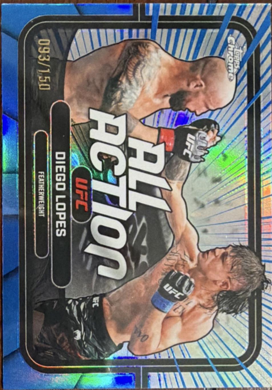 Diego Lopes 2026 Topps Chrome UFC All-Action #AA-24 Blue Refractor