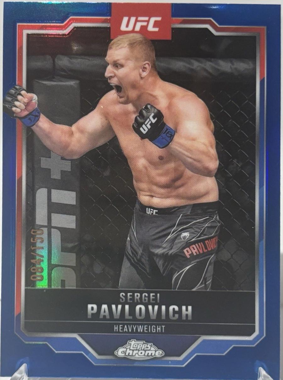 Sergei Pavlovich 2025 Topps Chrome UFC Base #148 Blue Refractor