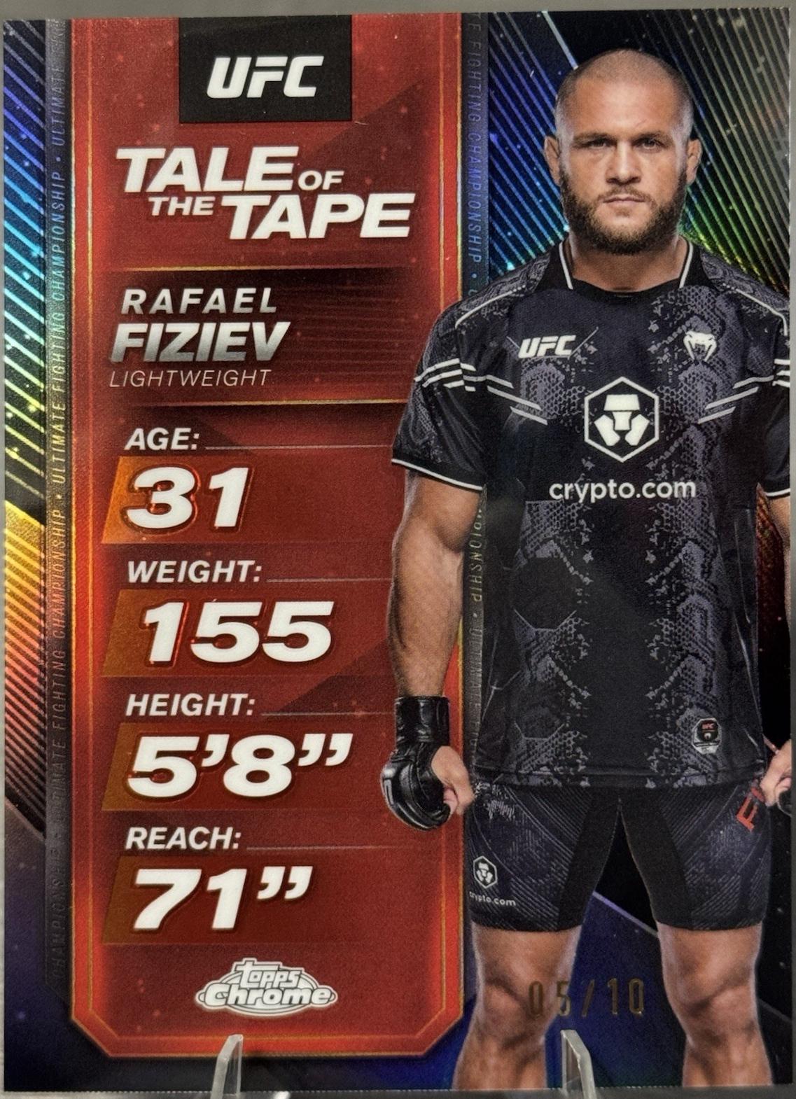 Rafael Fiziev 2025 Topps Chrome UFC Tale of the Tape #TTT-5 Black Refractor