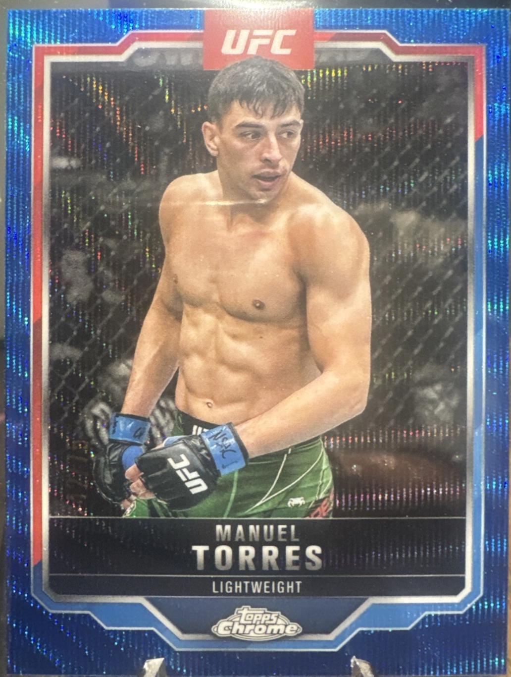 Manuel Torres 2025 Topps Chrome UFC Base #96 Blue Wave Refractor