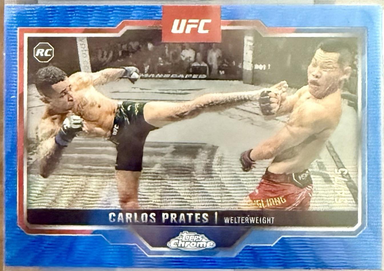 Carlos Prates 2025 Topps Chrome UFC Base #40 Blue Wave Refractor