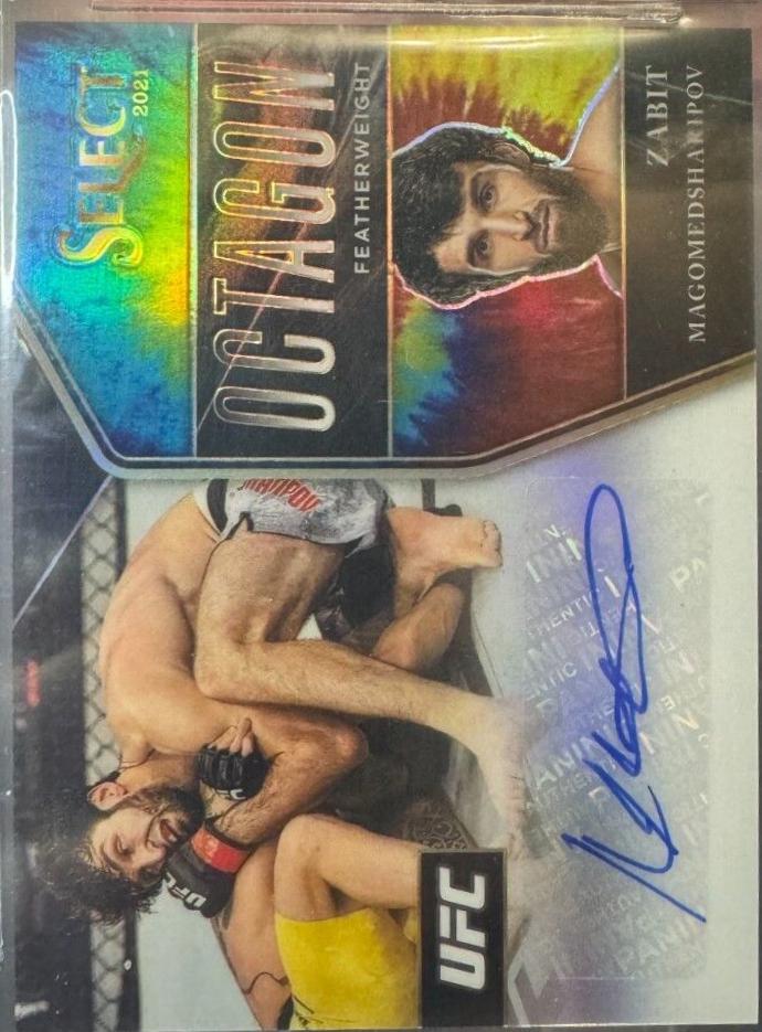 Zabit Magomedsharipov 2021 Panini Select UFC Octagon Action Signatures #14 Tie Dye Prizms