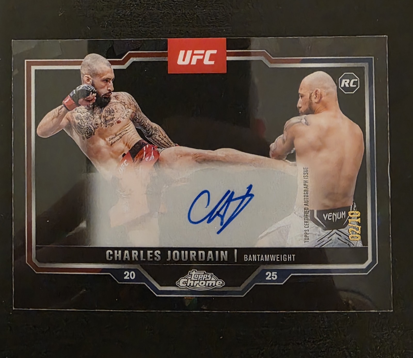 Charles Jourdain 2025 Topps Chrome UFC Chrome Rookie Autographs #CRA-CJ Black Refractor