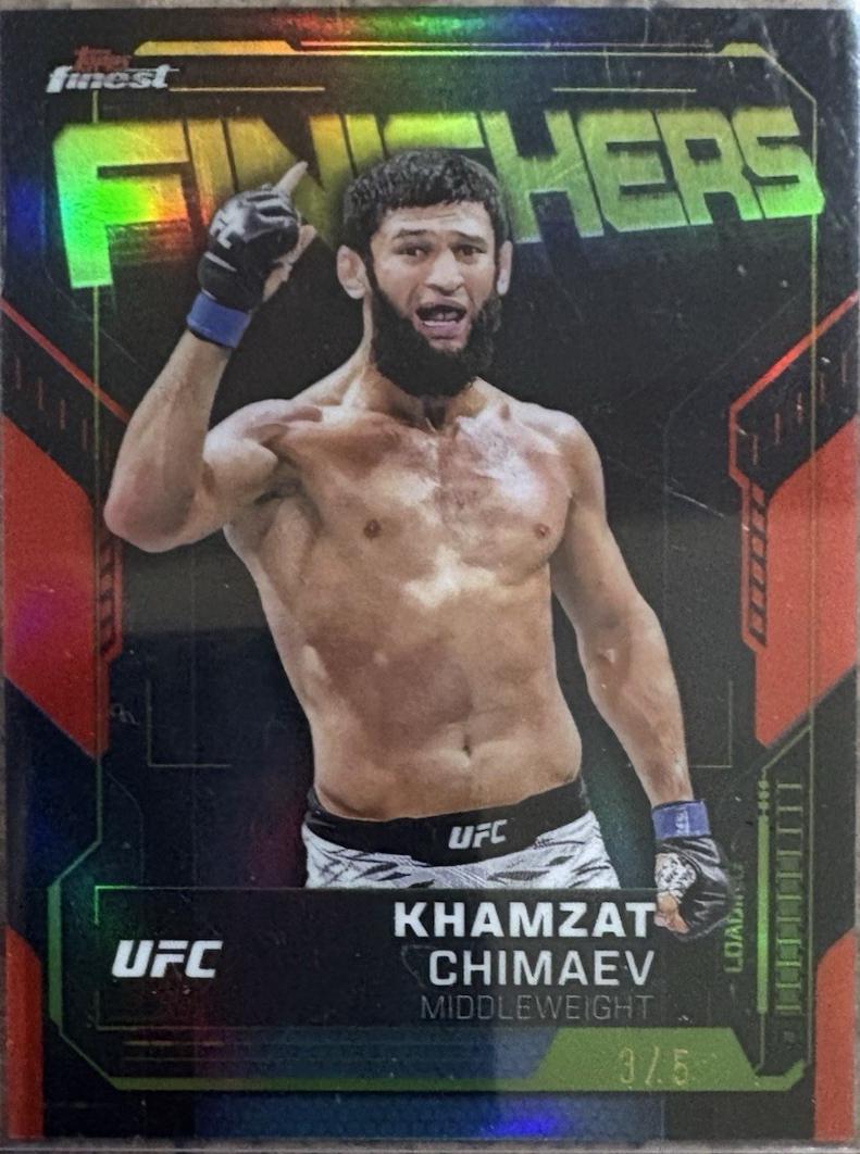 Khamzat Chimaev 2025 Topps Finest UFC Finishers #FN-4 Red Refractor