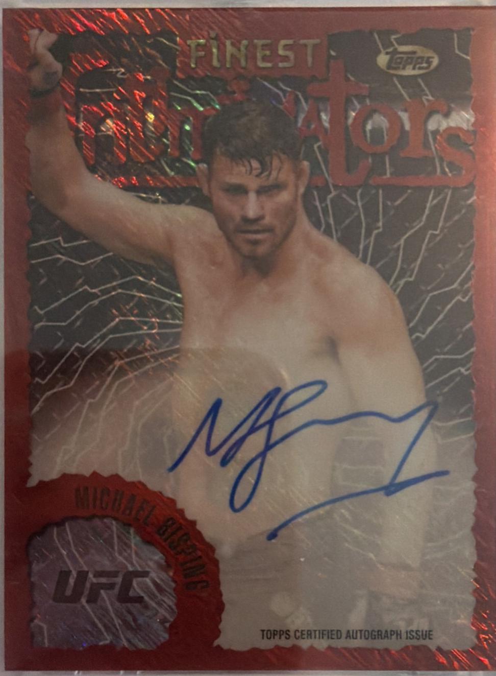Michael Bisping 2024 Topps Finest UFC Intimidators Autographs #IA-MBG Red Refractor