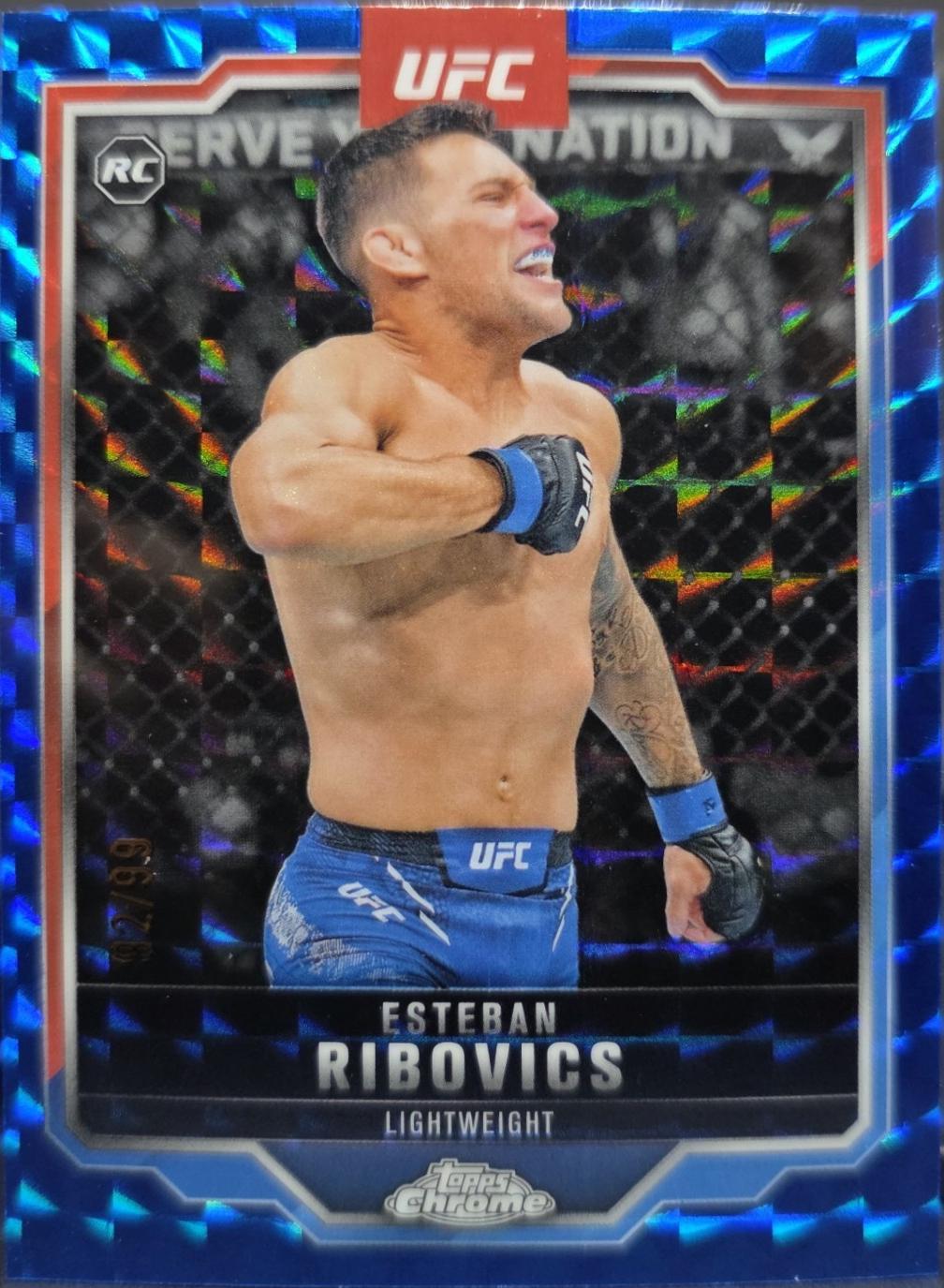 Esteban Ribovics 2025 Topps Chrome UFC Base #75 Blue Geometric Refractor