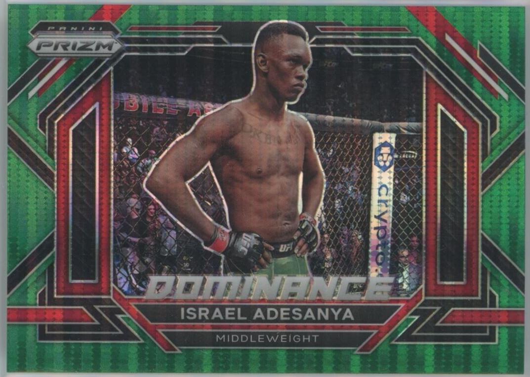 Israel Adesanya 2023 Panini Prizm UFC Dominance #19 Green Pulsar