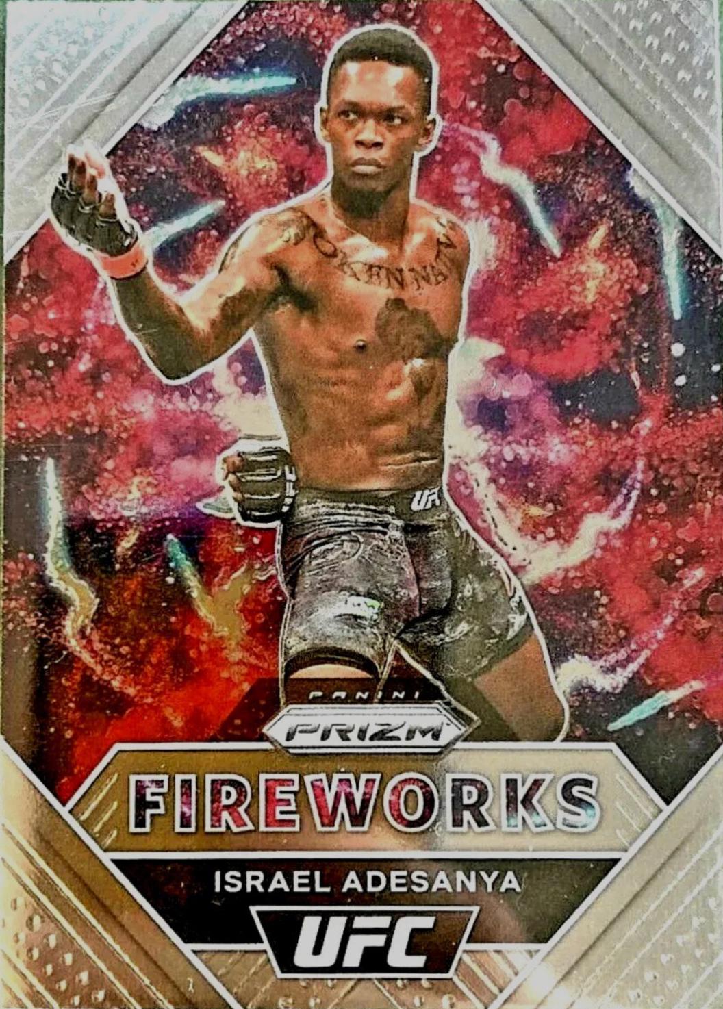 Israel Adesanya 2021 Panini Prizm UFC Fireworks #4 Silver