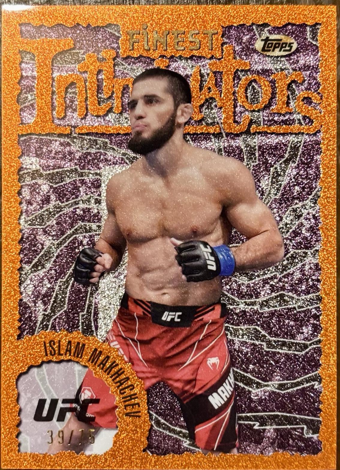 Islam Makhachev 2024 Topps Finest UFC Intimidators #INT-23 Tangerine Glitter Refractor