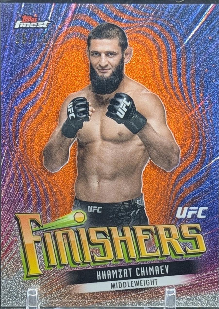 Khamzat Chimaev 2024 Topps Finest UFC Finishers #FIN-2 Tangerine Glitter Refractor