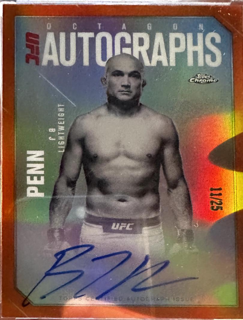 BJ Penn 2025 Topps Chrome UFC Octagon Legends Autographs #OLA-BJ Geometric Orange Refractor