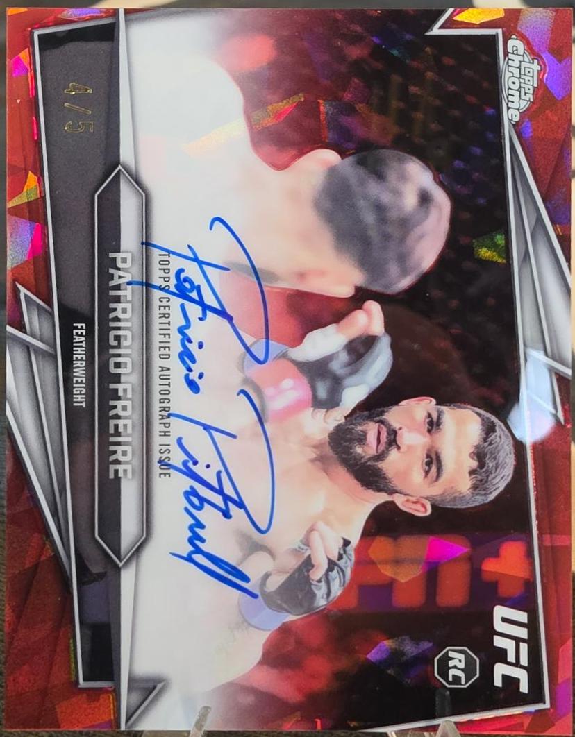 Patricio Freire 2026 Topps Chrome UFC Base Autographs #BAV-PL Red Geometric Refractor