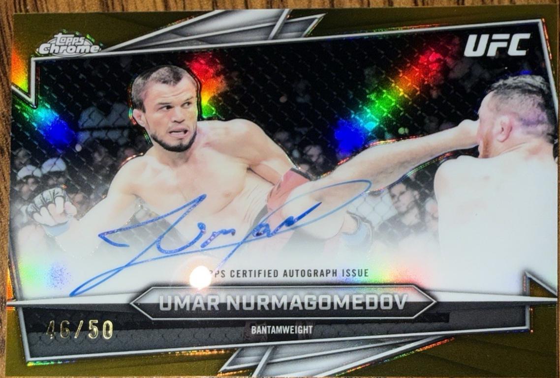 Umar Nurmagomedov 2026 Topps Chrome UFC Base Autographs #BAV-UN Gold Refractor