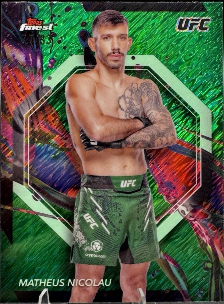 Matheus Nicolau 2024 Topps Finest UFC Base Common #99 Green Shimmer Refractor