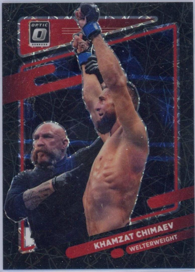 Khamzat Chimaev 2022 Panini Donruss Optic UFC Base #72 Black Velocity