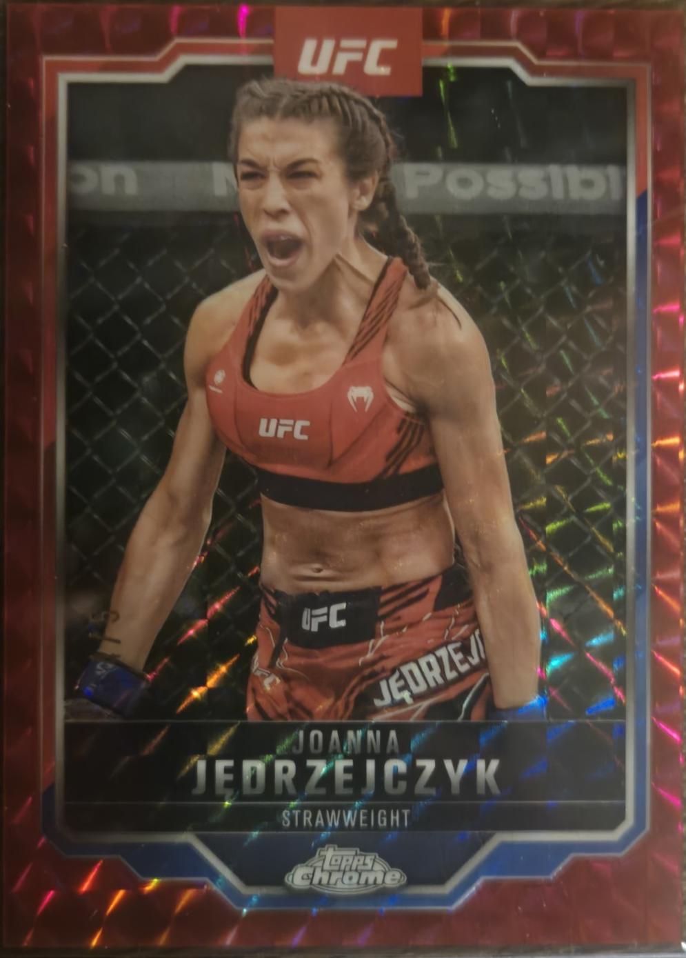 Joanna Jędrzejczyk 2025 Topps Chrome UFC Base #34 Red Geometric Refractor