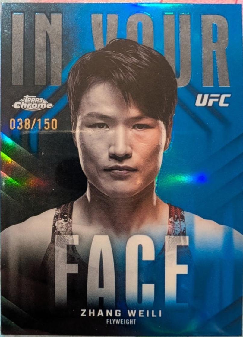 Zhang Weili 2026 Topps Chrome UFC In Your Face #IYF-11 Blue Refractor
