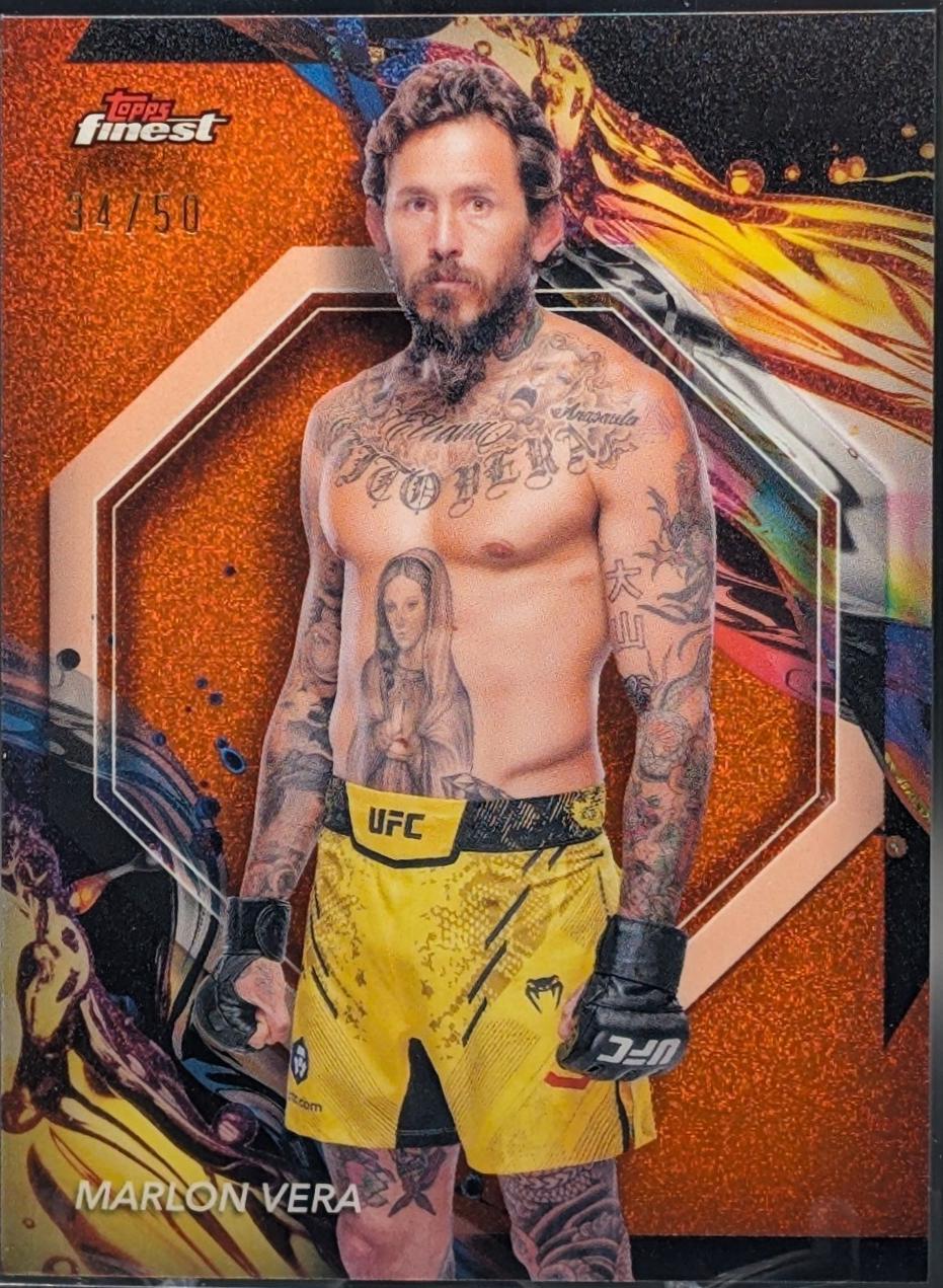Marlon Vera 2024 Topps Finest UFC Base Uncommon #189 Tangerine Glitter Refractor