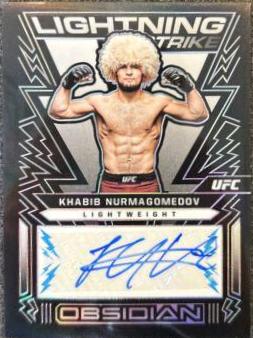 Khabib Nurmagomedov 2023 Panini Chronicles UFC Obsidian Lightning Strike Signatures #4 Gold
