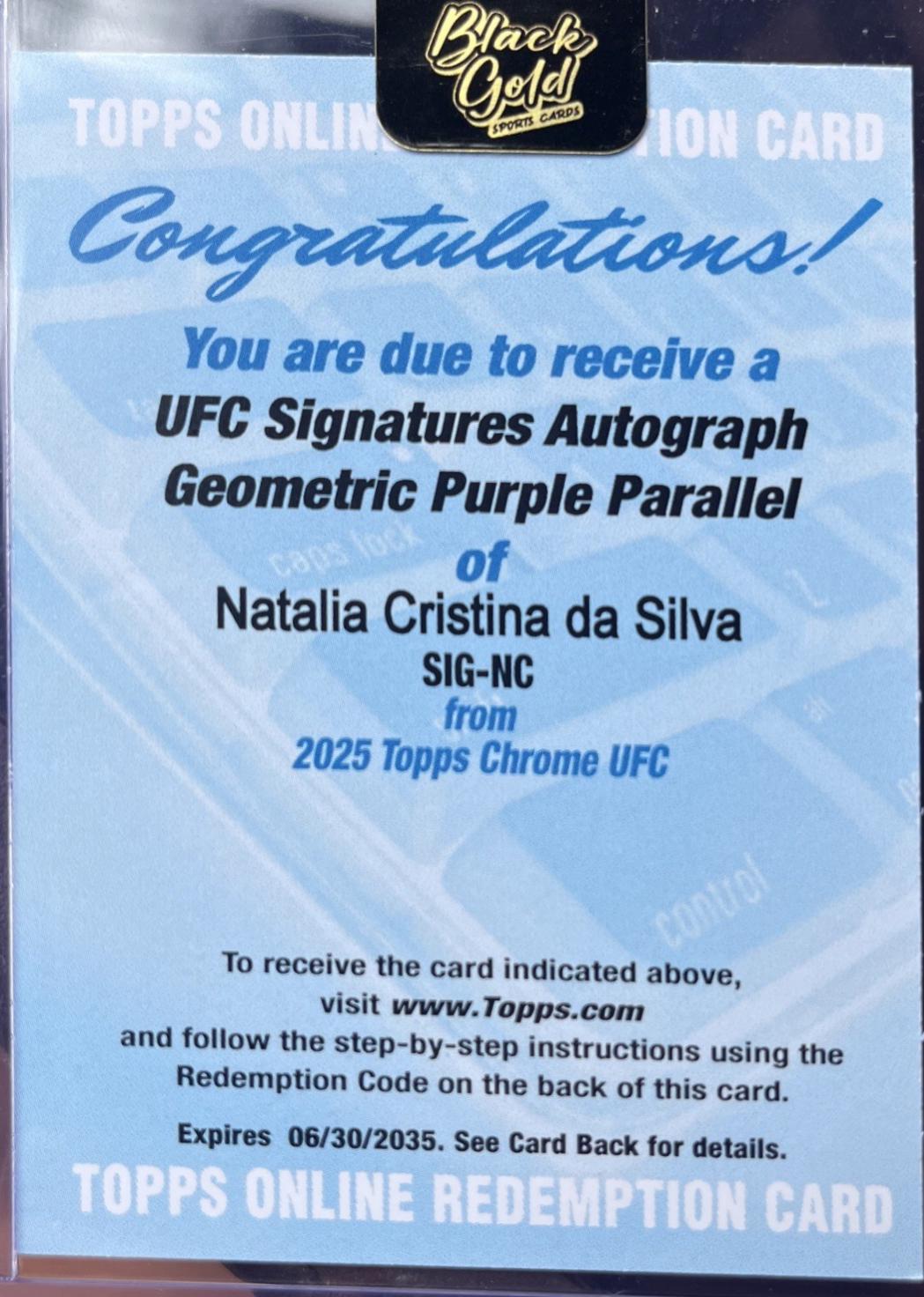 Natalia Silva 2025 Topps Chrome UFC UFC Signatures #SIG-NC Geometric Purple Refractor