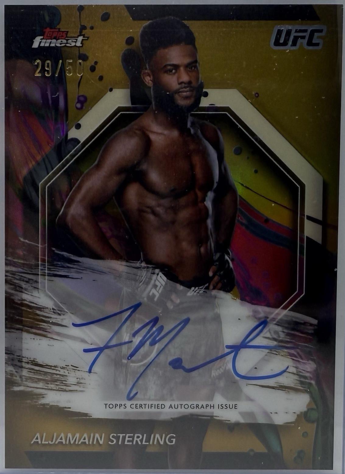 Aljamain Sterling 2024 Topps Finest UFC Finest Autographs #FA-ANS Gold Refractor