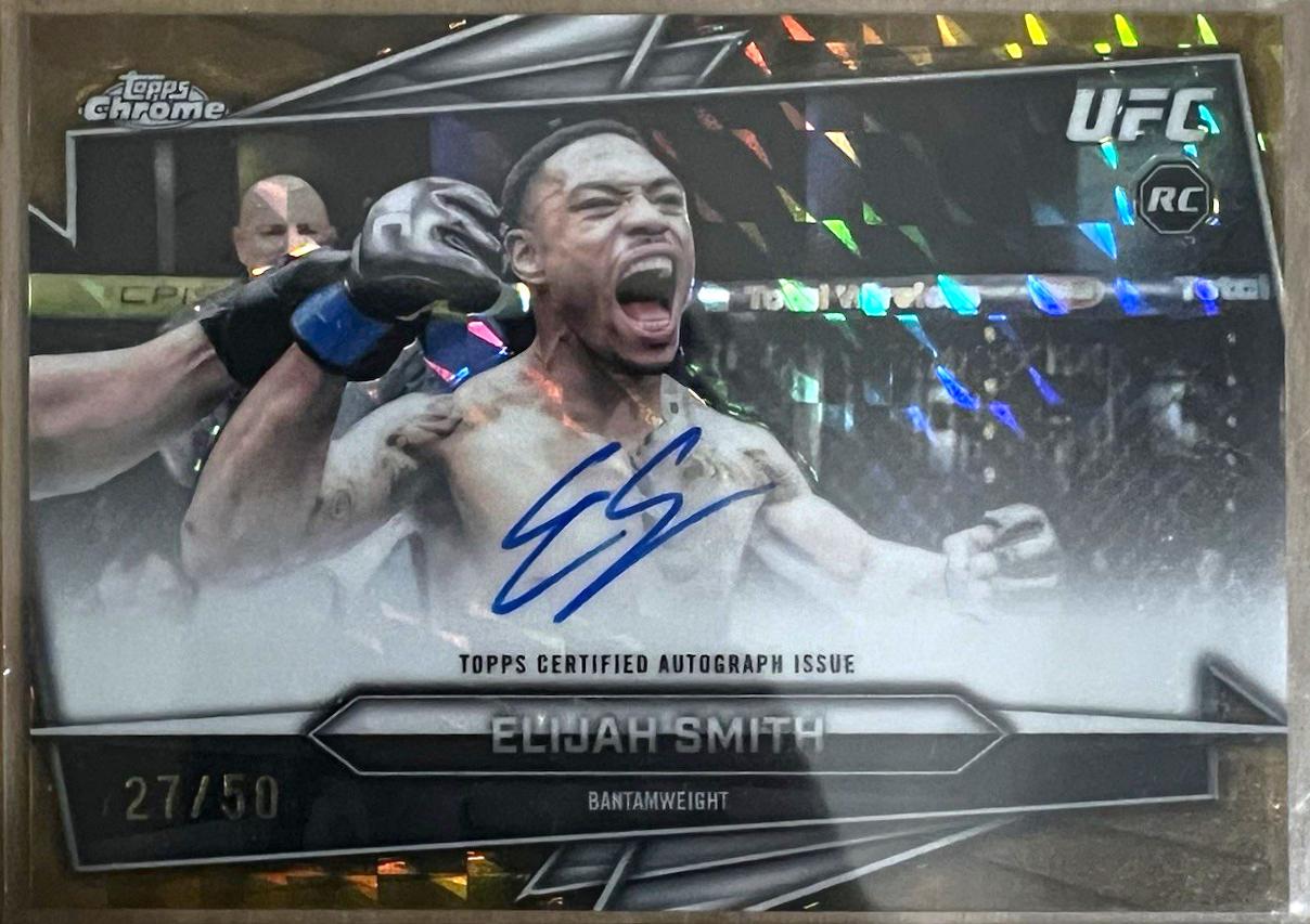Elijah Smith 2026 Topps Chrome UFC Base Autographs #BAV-ES Gold Geometric Refractor