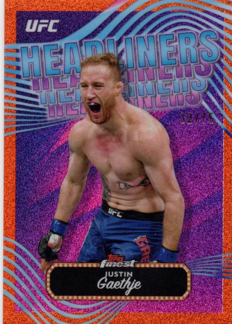 Justin Gaethje 2024 Topps Finest UFC Headliners #HDL-11 Yellow Glitter Refractor