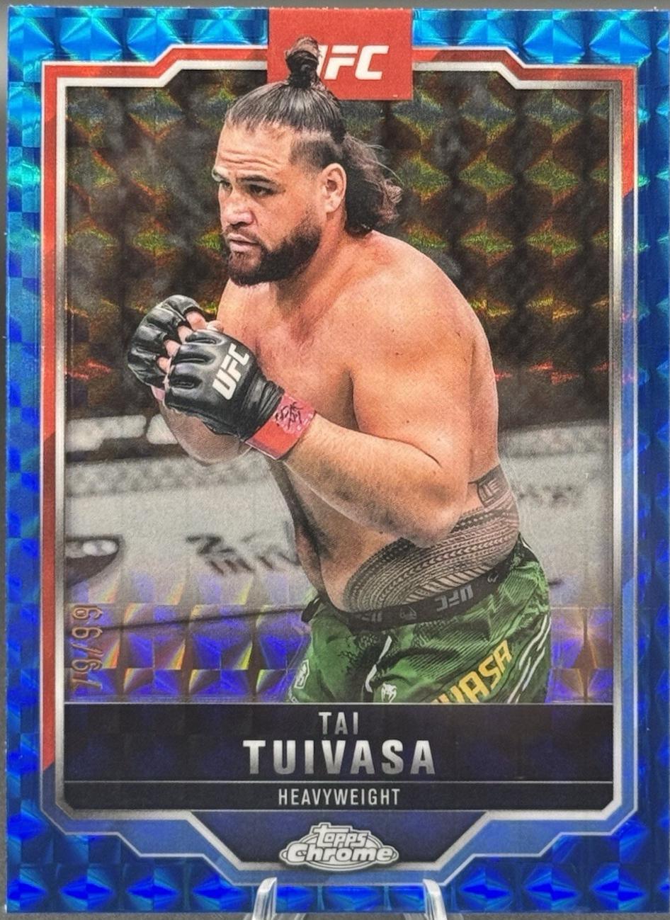 Tai Tuivasa 2025 Topps Chrome UFC Base #53 Blue Geometric Refractor