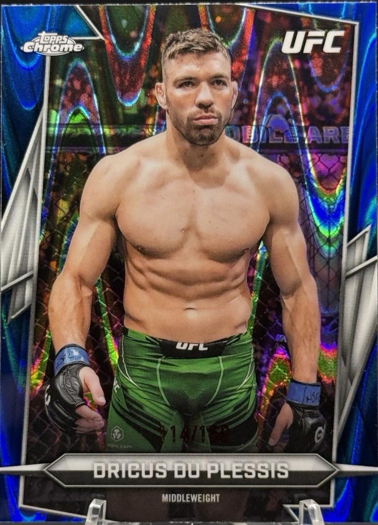 Dricus Du Plessis 2026 Topps Chrome UFC Base #10 Blue Ray Wave Refractor