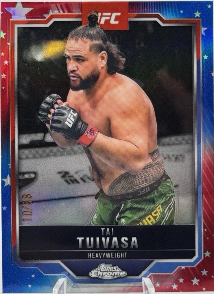 Tai Tuivasa 2025 Topps Chrome UFC Base #53 Red White Blue Refractor