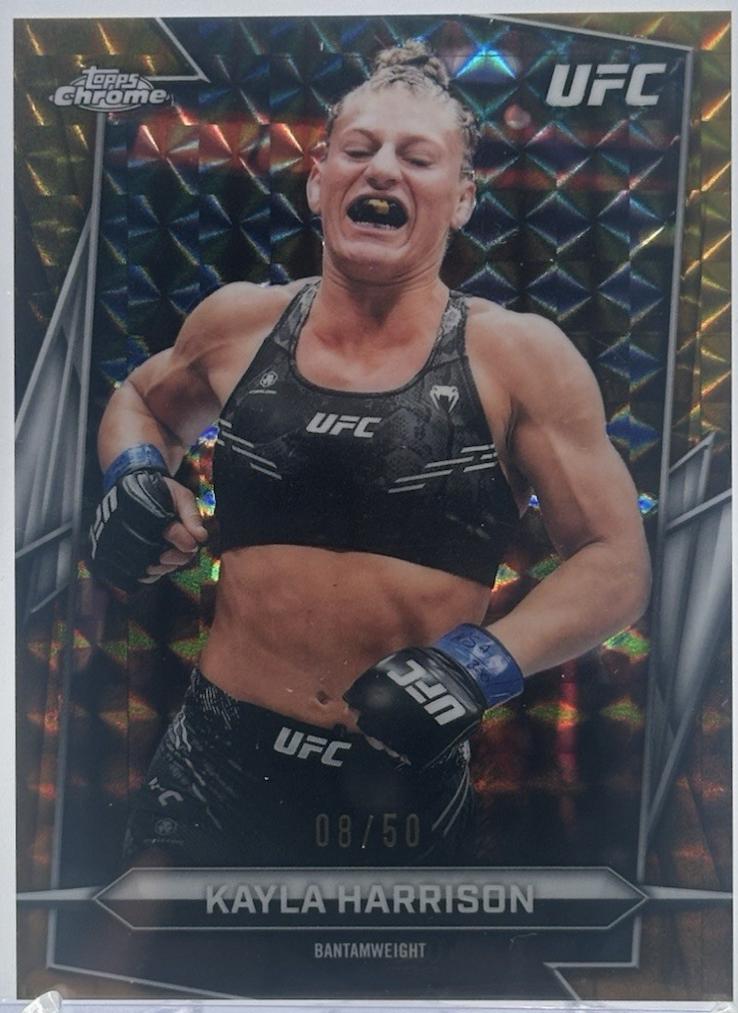 Kayla Harrison 2026 Topps Chrome UFC Base #55 Gold Geometric Refractor