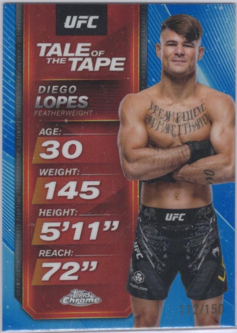 Diego Lopes 2025 Topps Chrome UFC Tale of the Tape #TTT-17 Blue Refractor
