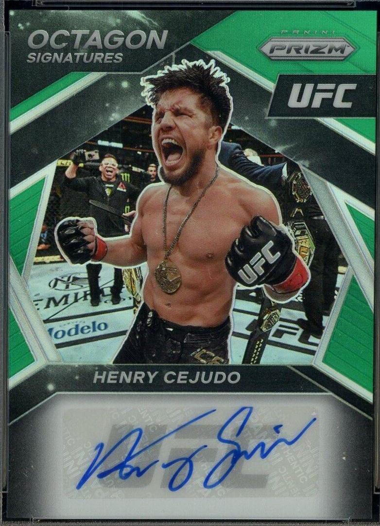 Henry Cejudo 2021 Panini Prizm UFC Octagon Signatures #4 Green