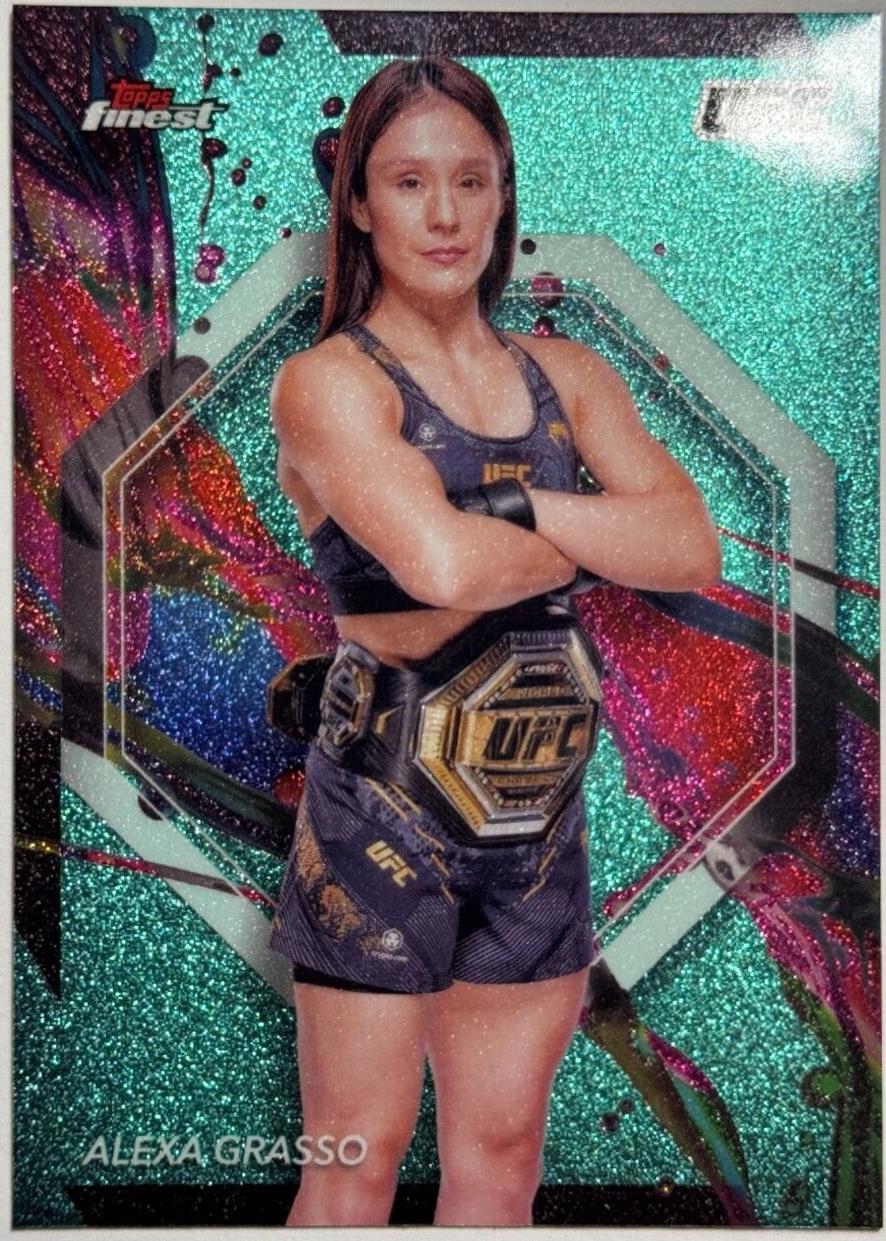 Alexa Grasso 2024 Topps Finest UFC Base Common #60 Aqua Glitter Refractor