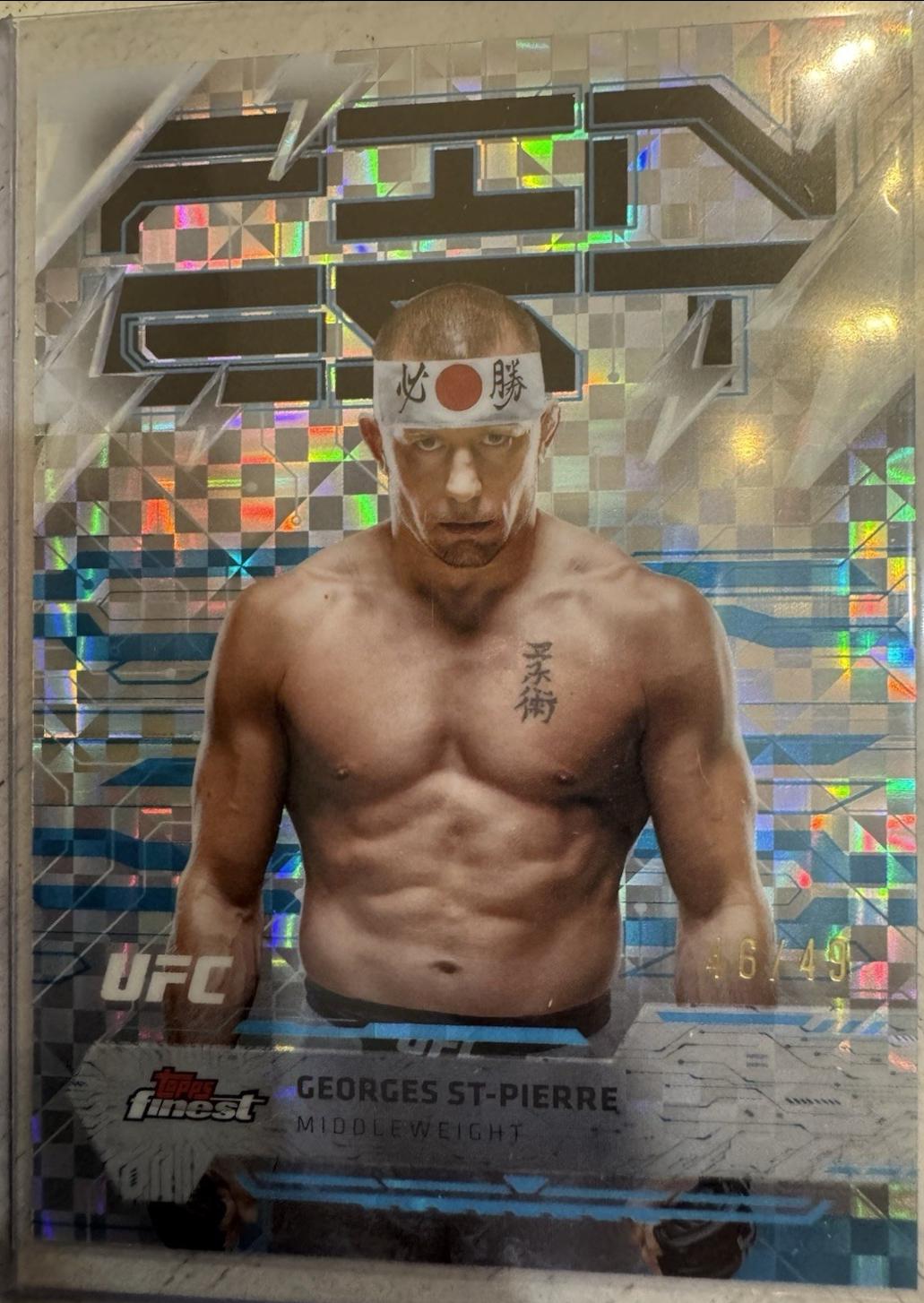 Georges St-Pierre 2025 Topps Finest UFC Base Rare #232 Blue Checkerboard Refractor