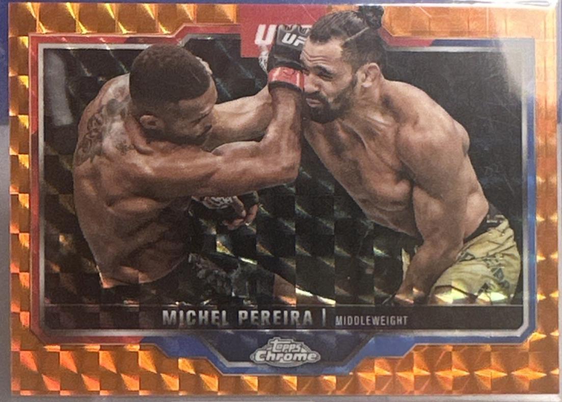 Michel Pereira 2025 Topps Chrome UFC Base #160 Orange Geometric Refractor