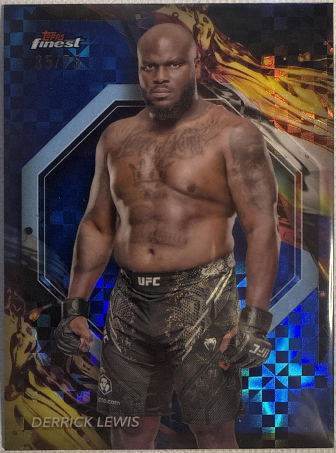 Derrick Lewis 2024 Topps Finest UFC Base Uncommon #110 Blue Checkerboard Refractor