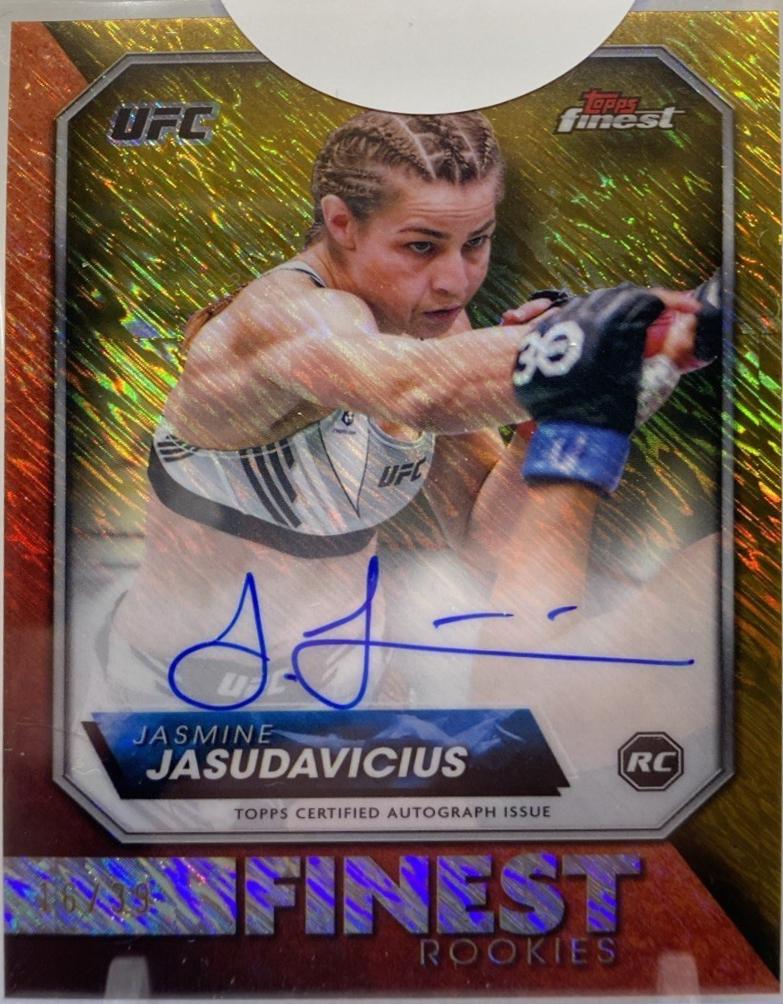 Jasmine Jasudavicius 2024 Topps Finest UFC Rookie Finest Autographs #RFA-JA Gold Shimmer Refractor