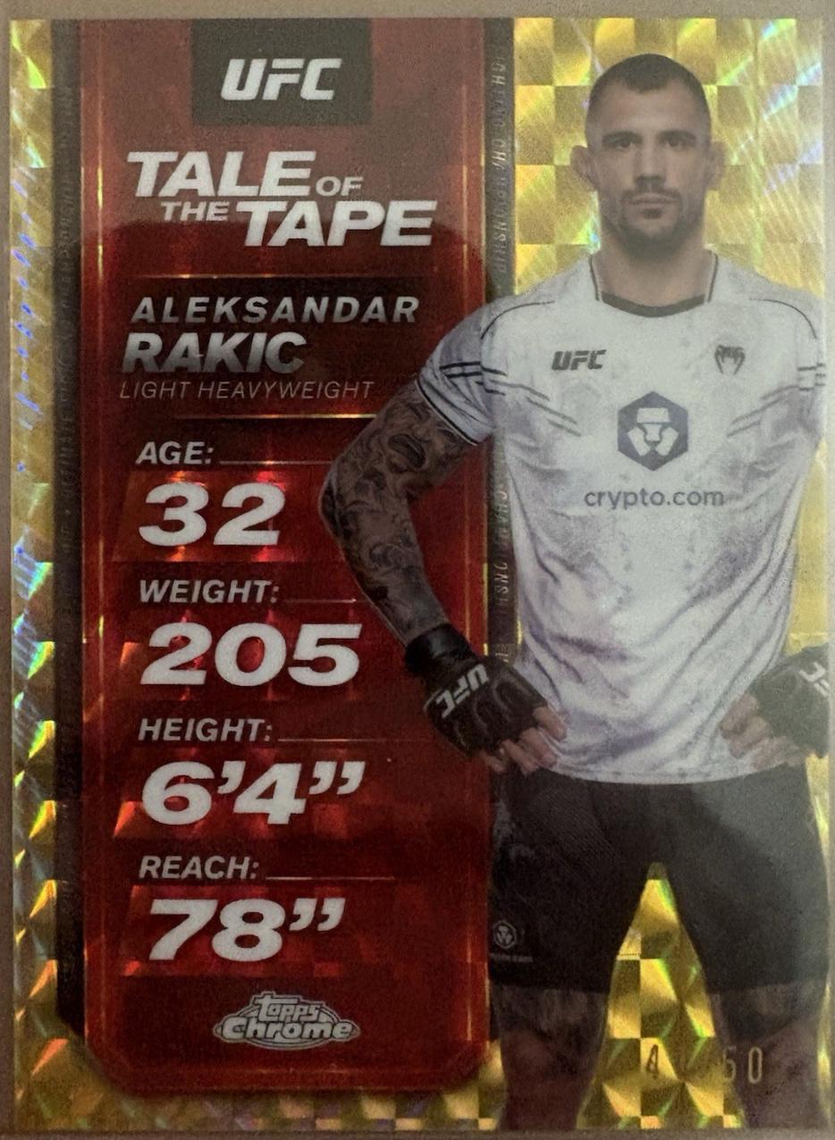 Aleksandar Rakic 2025 Topps Chrome UFC Tale of the Tape #TTT-11 Geometric Gold Refractor