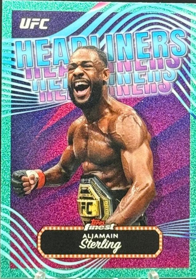 Aljamain Sterling 2024 Topps Finest UFC Headliners #HDL-1 Aqua Glitter Refractor