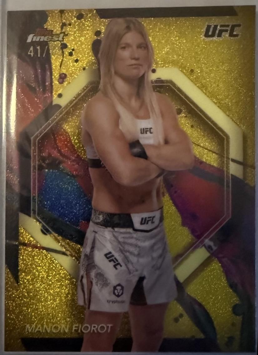 Manon Fiorot 2024 Topps Finest UFC Base Common #41 Yellow Glitter Refractor
