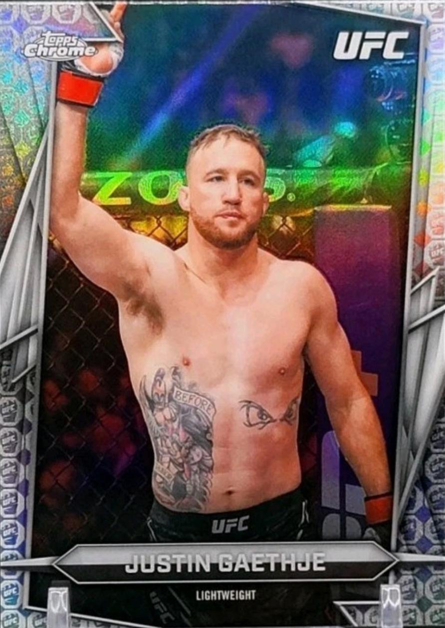 Justin Gaethje 2026 Topps Chrome UFC Base #39 UFC Glove Refractor