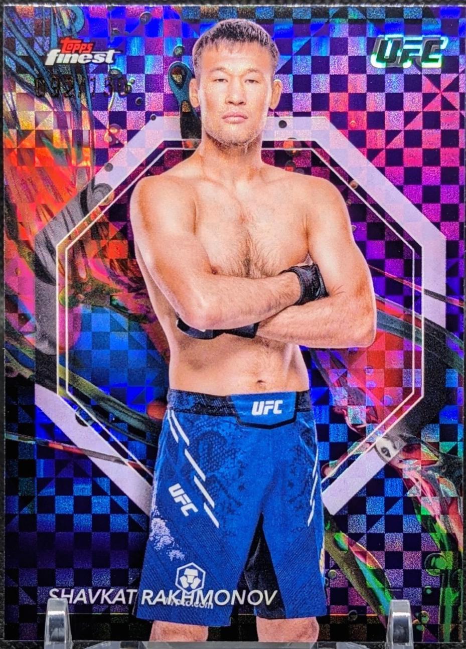 Shavkat Rakhmonov 2024 Topps Finest UFC Base Common #69 Purple Checkerboard Refractor
