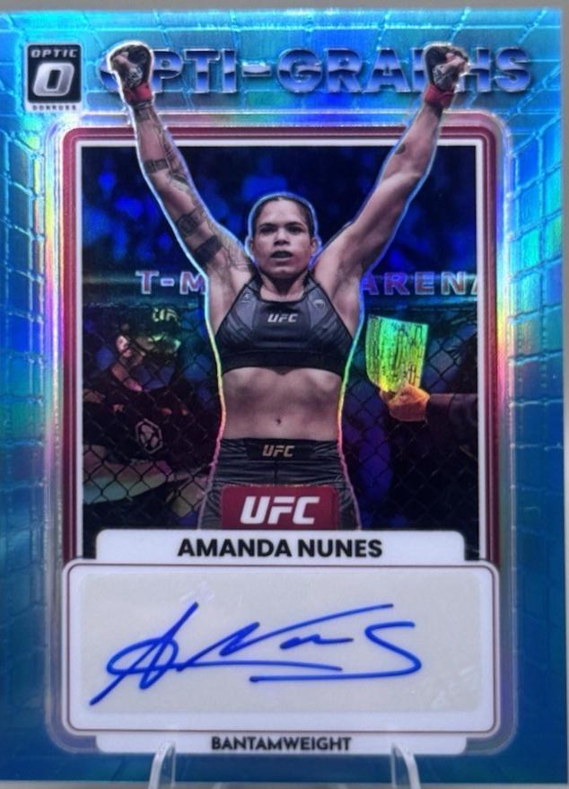Amanda Nunes 2023 Panini Donruss Optic UFC Opti-Graphs #24 Teal Autograph