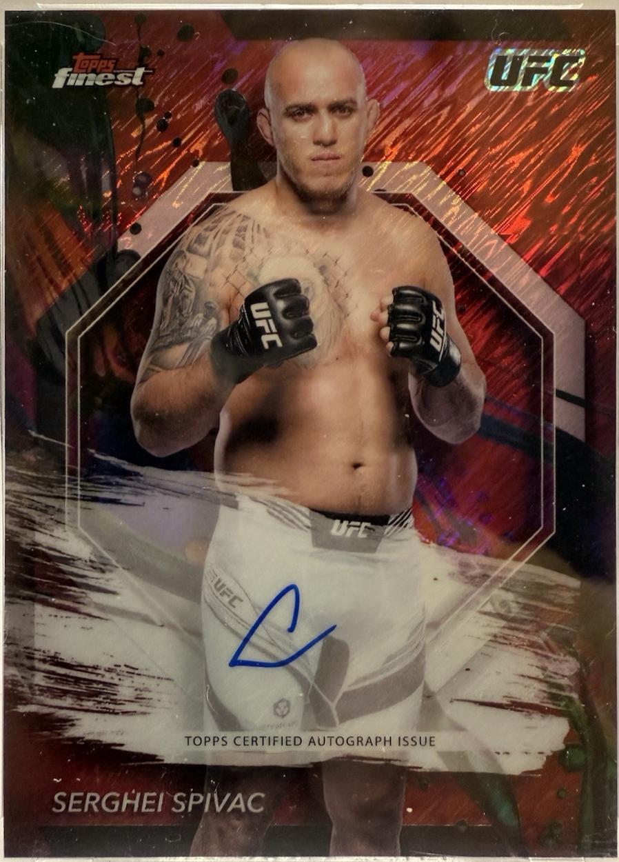 Serghei Spivac 2024 Topps Finest UFC Finest Autographs #FA-SIS Red Shimmer Refractor