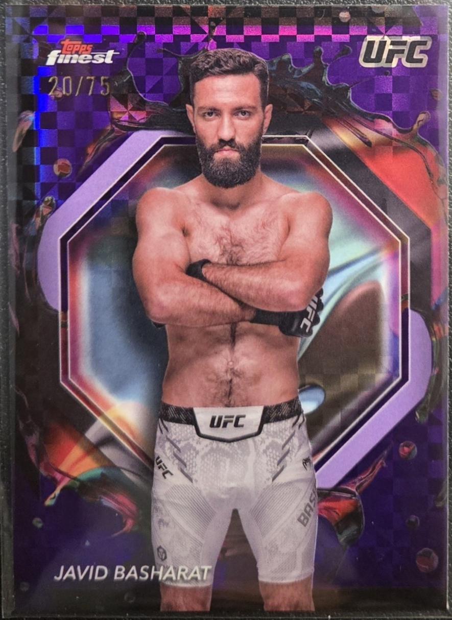 Javid Basharat 2024 Topps Finest UFC Base Rare #254 Purple Checkerboard Refractor