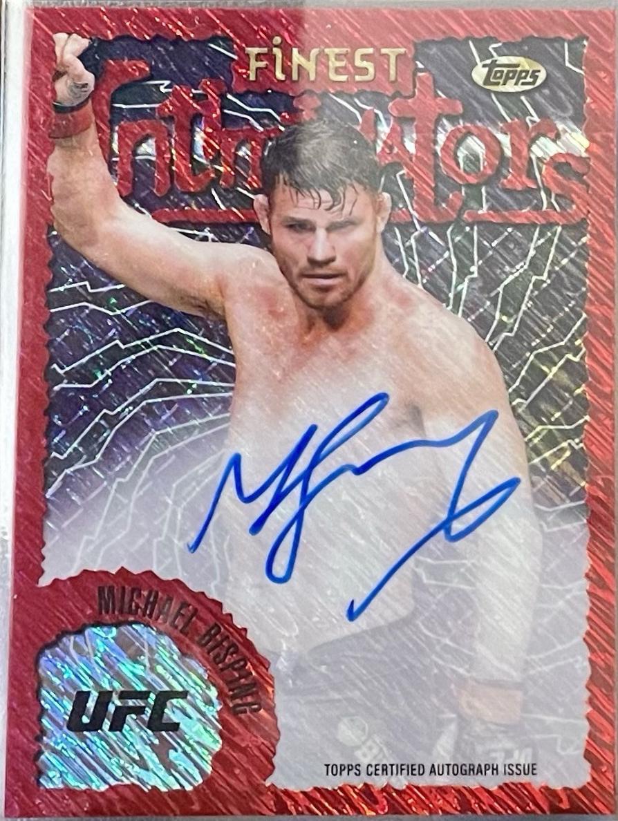 Michael Bisping 2024 Topps Finest UFC Intimidators Autographs #IA-MBG Red Shimmer Refractor