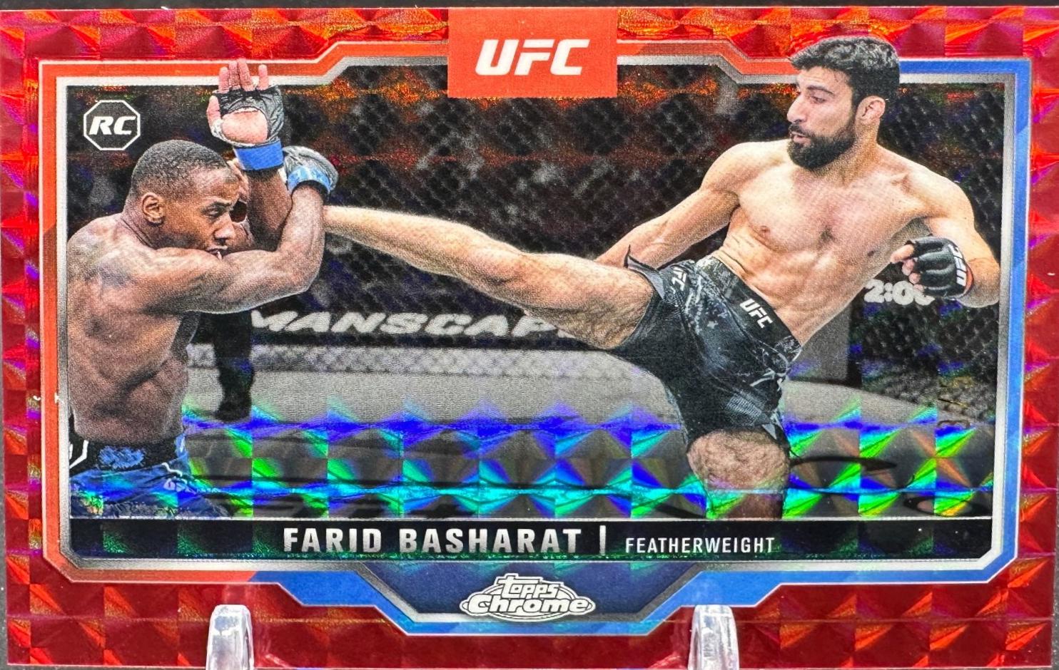 Farid Basharat 2025 Topps Chrome UFC Base #132 Red Geometric Refractor