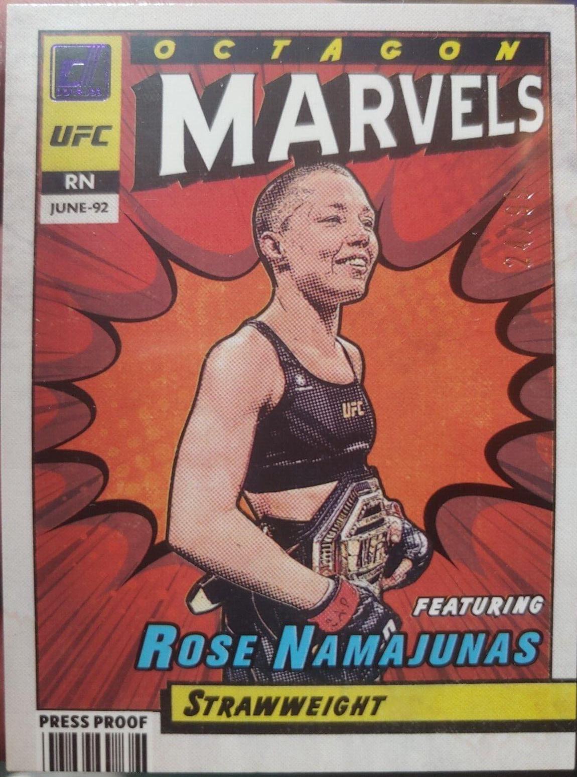 Rose Namajunas 2022 Panini Donruss UFC Octagon Marvels #9 Press Proof