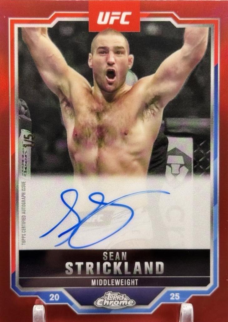 Sean Strickland 2025 Topps Chrome UFC Chrome Veteran Autographs #CVA-SS Superfractor